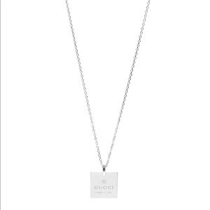 Authentic Gucci trademark signature logo Square 925 sterling silver necklace